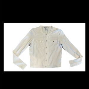 WHBM XXS Cardigan White Blouse Sweater White Long Sleeve S Top